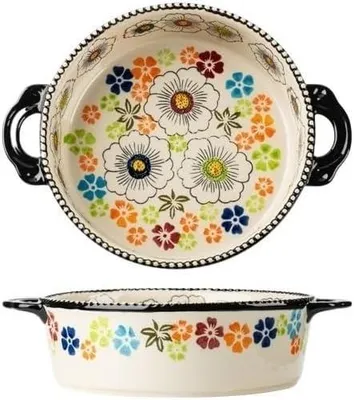 Imagen del producto de Recipiente de cerámica multifuncional de 880 ml, ideal para hornear y preparar gratinados
