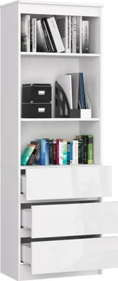 Produktbild von Bücherregal mit 2 Regalen und 3 Schubladen | Standregal | Selbstmontage