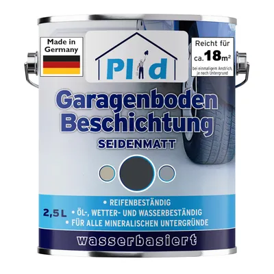 Produktbild von Plid Garagenbodenbeschichtung 2,5 L Anthrazit – Für ca. 18 m² – Hochbelastbare Betonfarbe & Bodenbeschichtung für Garage, Keller & Werkstatt