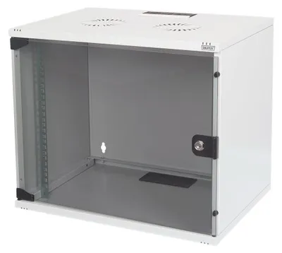 Zdjęcie produktu dla Digitus Szafa sieciowa wisząca 19" 7U rack 540x400, drzwi szyba, szary, niedzielona, niezłożona, 60kg, Szafa wisząca, 7U, 60 kg, Szary