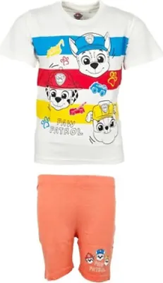 Produktbild von Paw Patrol Kinder Jungen kurzarm Pyjama Shirt Shorts – Gelb / 128