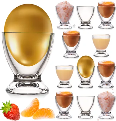 Produktbild von PLATINUX Eierbecher Set aus Glas 12-Teilig Eierständer Eierhalter Frühstück Brunch Egg-Cup 35ml