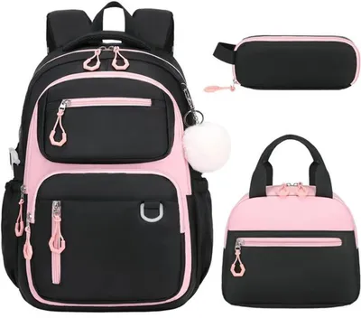 Produktbild von Unyqoos Stylische und Wasserfeste Schulrucksackset für Mädchen mit Lunchbox und Etui, 44x30x18 cm