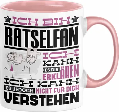 Produktbild von Rätselfan Geschenk Kaffee-Tasse Geschenkidee für Rätselfan Ich Bin Rätselfan Ich Kann Es Dir Erklären Jedoch Nicht Für Dich Verstehen Spruch Lustig (Rosa)