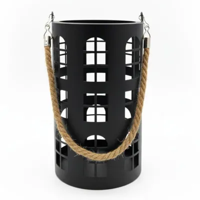 Produktbild von Laterne XXL Windlicht rund Haus schwarz 28 cm Metall Kerzenhalter Industrial