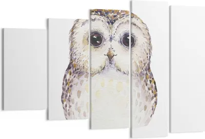 Produktbild von Bild auf Leinwand - Leinwandbild - 5 Teile - Eule Waldkauz Grafik - 150x100cm - Wand Bild - Wanddeko - Wandbilder - Leinwanddruck - Bilder - Wanddekoration - Leinwand bilder - EG150x100-4229