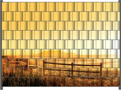 Produktbild von Wallario Zaunsichtschutz mit Motiv Strand in Südafrika I - Himmel in orange für Ein- und Doppelstabmatten Zäune in der Größe 250 x 180 cm
