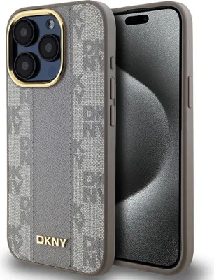 Image de Dkny Leather Checkered Mono Pattern Magsafe Case For Iphone 15 Pro - Beige