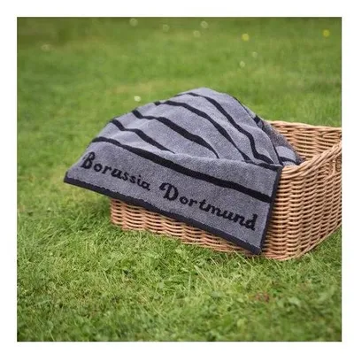 Produktbild von Schwarz-graues Handtuch, 100 × 50 cm, aus 100 % Baumwolle, mit Borussia Dortmund Schriftzug