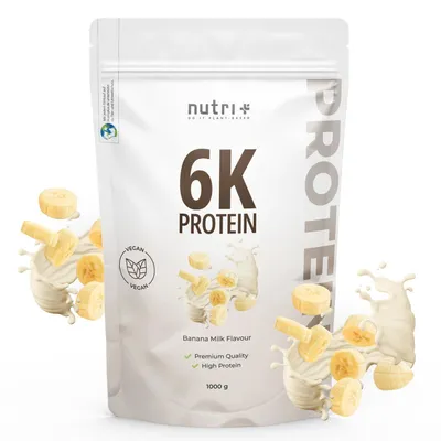 Immagine prodotto di nutri+ 6K Proteine in Polvere 1000 g - proteine vegane in polvere Latte di Banana ad alto contenuto proteico