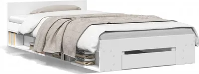 Obrázok produktu pre vidaXL Rám postele so zásuvkou biely 100x200 cm materiál na báze dreva
