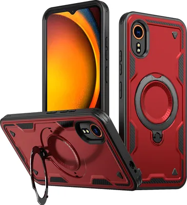 Produktbild von Dual Layer Hülle für Samsung Galaxy XCover7 mit Ring Ständer Magnetisch Stoßfest Handyhülle Rot