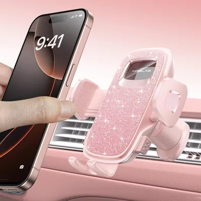 Immagine prodotto di Supporto per telefono da auto, universale, per bocchetta di ventilazione, nero, gancio in metallo, rotazione a 360°