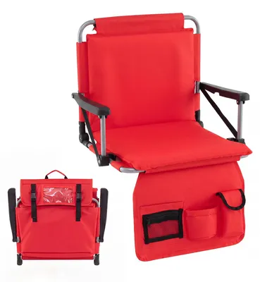 Immagine prodotto di Sedia pieghevole per stadio KOMFOTTEU, con schienale e braccioli imbottiti, dotata di tasche e portabicchieri, con maniglia e tracolla per trasportarla facilmente, ideale per stadi e festival musicali
