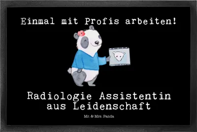 Produktbild von Mr. & Mrs. Panda fußmatte Radiologie Assistentin Leidenschaft 40 x 60 cm - Schwarz - Geschenk, Bodenvorleger, Schmutzmatte, Fussmatte, Fußabtreter, Schmutzfangmatte