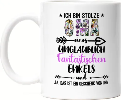 Produktbild von Ich bin stolze Oma Tasse Weiß Geschenk Idee Muttertag Oma Enkel Geburtstag