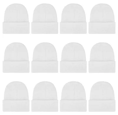 Productafbeelding van Gestrikte mutsen voor dames en heren, warm en comfortabel, met boord, 12 stuks