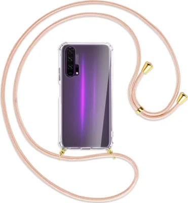 Produktbild von Handykette Backcover-Schutzhülle mit Band (Metall goldfarben) für Honor 20 Pro - rose peach
