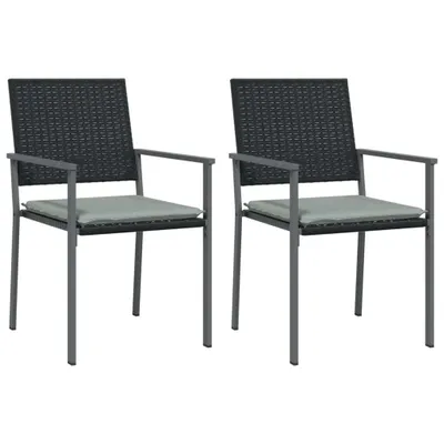 Obrázok produktu pre vidaXL Záhradné stoličky s vankúšom 2 ks čierne 54x62,5x89cm Poly ratan