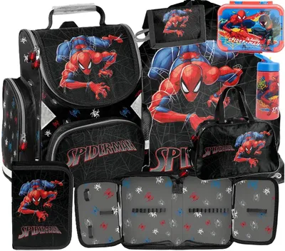 Produktbild von SPIDEY SPIDERMAN Schulranzen set 7in1 Ranzen rucksack Federmappe Turnbeutel SPIDER-MAN fur JUNGEN FÜR SCHULKINDER SCHULRANZEN FEDERMAPPE TURNBEUTEL