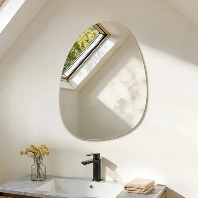 Produktbild von S'AFIELINA Wandspiegel asymmetrisch 75×55cm ohne Rahmen Deckospiegel Badspiegel für Wohnzimmer, Badezimmer und Schlafzimmer