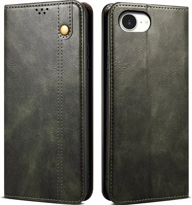 Image de Étui à rabat en cuir pour iPhone 16e/iPhone 17e, étui-portefeuille avec fonction support, vert
