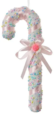 Productafbeelding van Clayre & Eef kerstornament, suikerstok, 10x3x26 cm, wit, kunststof