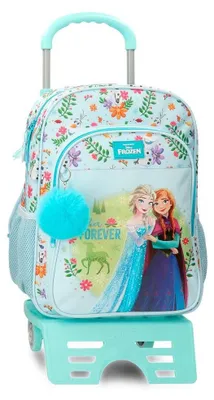 Produktbild von Disney Joumma Frozen Forever Schulrucksack mit hellblauem Auto 30x40x12 cm Polyester 14.4L – Rucksack + Trolley