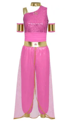 Produktbild von Damen Bauchtänzerin Kostüm Gr. L Arabische Prinzessin – Orient Dance Jumpsuit mit Hose, Tanzbekleidung für Karneval & Party, Fasching, Halloween