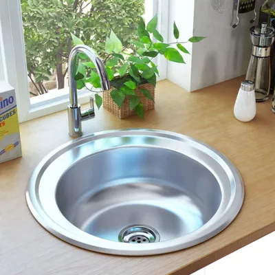 Produktbild von Einbauspüle aus Edelstahl mit Sieb und Siphon für die Küche