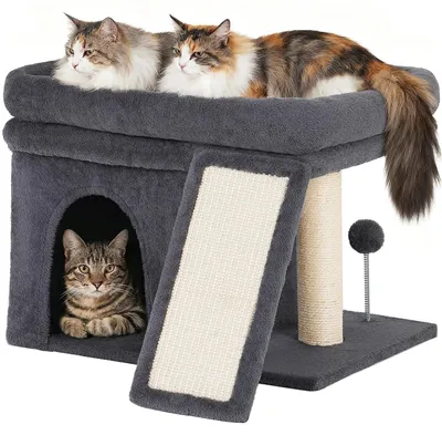 Productafbeelding van Kattenboom met Krabpaal en Zitstok, Donkergrijs
