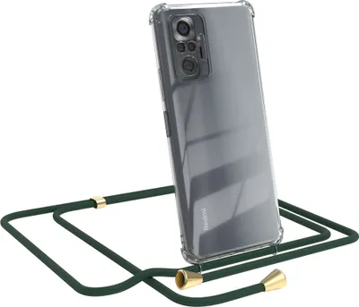 Produktbild von EAZY CASE Handykette kompatibel mit Xiaomi Redmi Note 10 Pro, Handyhülle mit Umhängeband, Handykordel, Schutzhülle Clear, Band in Grün
