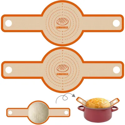 Produktbild von Silikon-Brotschlinge - Antihaftbeschichtete Brotbackmatte für Dutch Oven - Hitzebeständiges Backwerkzeug für Sauerteigbrot - 2er Set