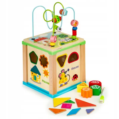 Obrázek produktu pro Dřevěná vzdělávací kostka, třídicí deska Ecotoys