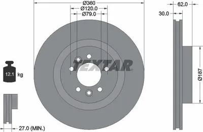 Produktbild von 2x TEXTAR Bremsscheibe 92283205 für LAND ROVER Range Rover Sport (L494) 62mm