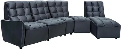 Produktbild von Ecksofa mit Relaxfunktion verstellbar - Samt - Anthrazit - ALFORD