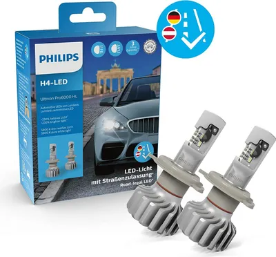 Immagine prodotto di Philips H4 12V 18W P43t Ultinon Pro6000 LED 5800K con omologazione stradale 2 pz.