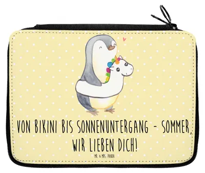 Produktbild von Mr. & Mrs. Panda Schlampermäppchen Sommer Meer Strand Motiv - Gelb Pastell - Geschenk, Mäppchen, Geschenke, Etui für Stifte, Federmäppchen, Strandurlaub, Motive, Winter