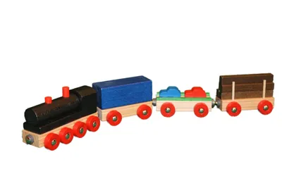 Obrázok produktu pre Drevená železnica Ebert, vláčiky:farebné 37 cm
