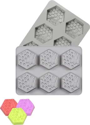 Obrázek produktu pro CANDeal 2 kusy 3D včelích silikonových forem na mýdlo, šestiúhelníkové silikonové formy na včelí plástve pro domácí mýdla, čokoládové želé dorty