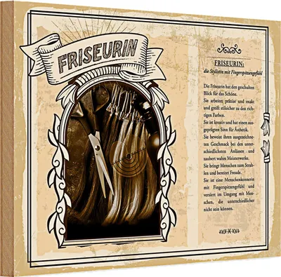 Produktbild von Holzschild Berufe 30x20cm Friseurin Stylistin Blick Schöne