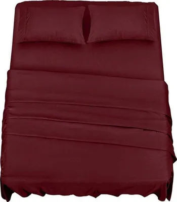 Produktbild von Famanu Bettlaken-Set 4-teilig - Weiche gebürstete Mikrofaser, bordeaux
