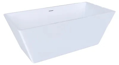 Produktbild von Duschspa 150x72cm freistehende rechteckige Acryl-Badewanne in Weiß mit Überlauf und vormontiertem Zubehör