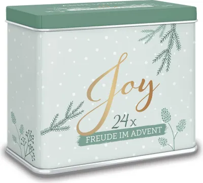 Produktbild von Adventskalender JOY Lindgrün aus Holz mit Ermutigungen auf 24 Karten