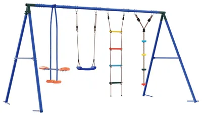 Image de vidaXL Ensemble de balançoire d'extérieur, multicolore, en acier et en polyéthylène