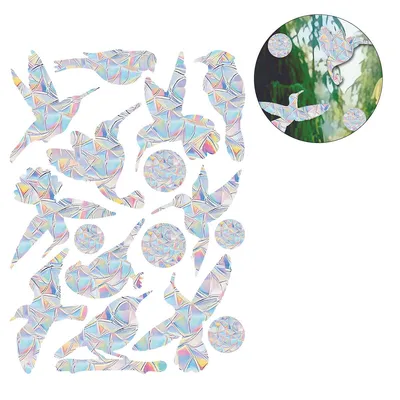 Produktbild von 2PCS Prisma-Fensteraufkleber für Vogelschläge, Anti-Kollisions-Aufkleber, verhindern, dass Vögel in Fenster fliegen, Kolibri-Kreis-Stil