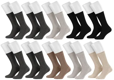Tobeni 10 Paar Gesundheits Socken Baumwolle ohne Gummi für Damen und Herren Farbig sortiert