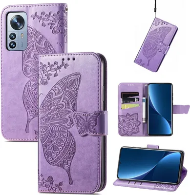 Produktbild von König Design Hülle kompatibel mit Xiaomi 12 Pro Kunstleder Handyhülle - Handy Case Helles Violett
