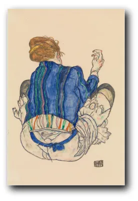 Produktbild von Kunstdruck „Sitzende Frau – Rückenansicht“ von Egon Schiele – 60×90 cm – ungerahmt
