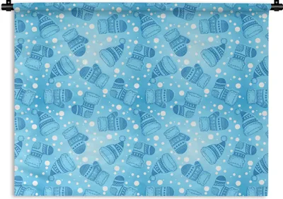 Produktbild von MuchoWow® Wandteppich Wandbehang Handschuhe - Mütze - Winter - Schnittmuster 150x112.50 cm Tapisserie Dekoration Wandtuch - Wanddecke - Wandteppiche